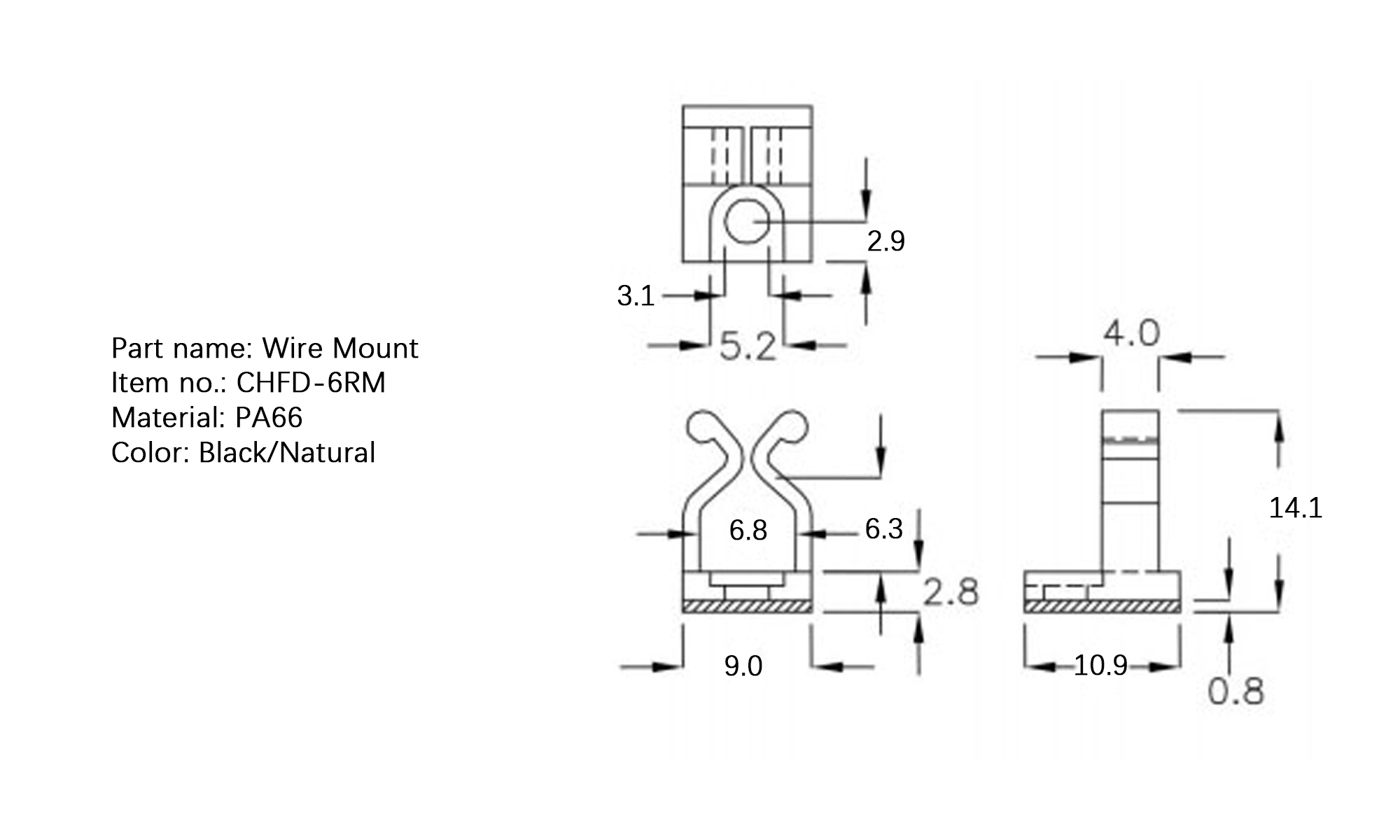 Plastic Wire Mount CHFD-6RM